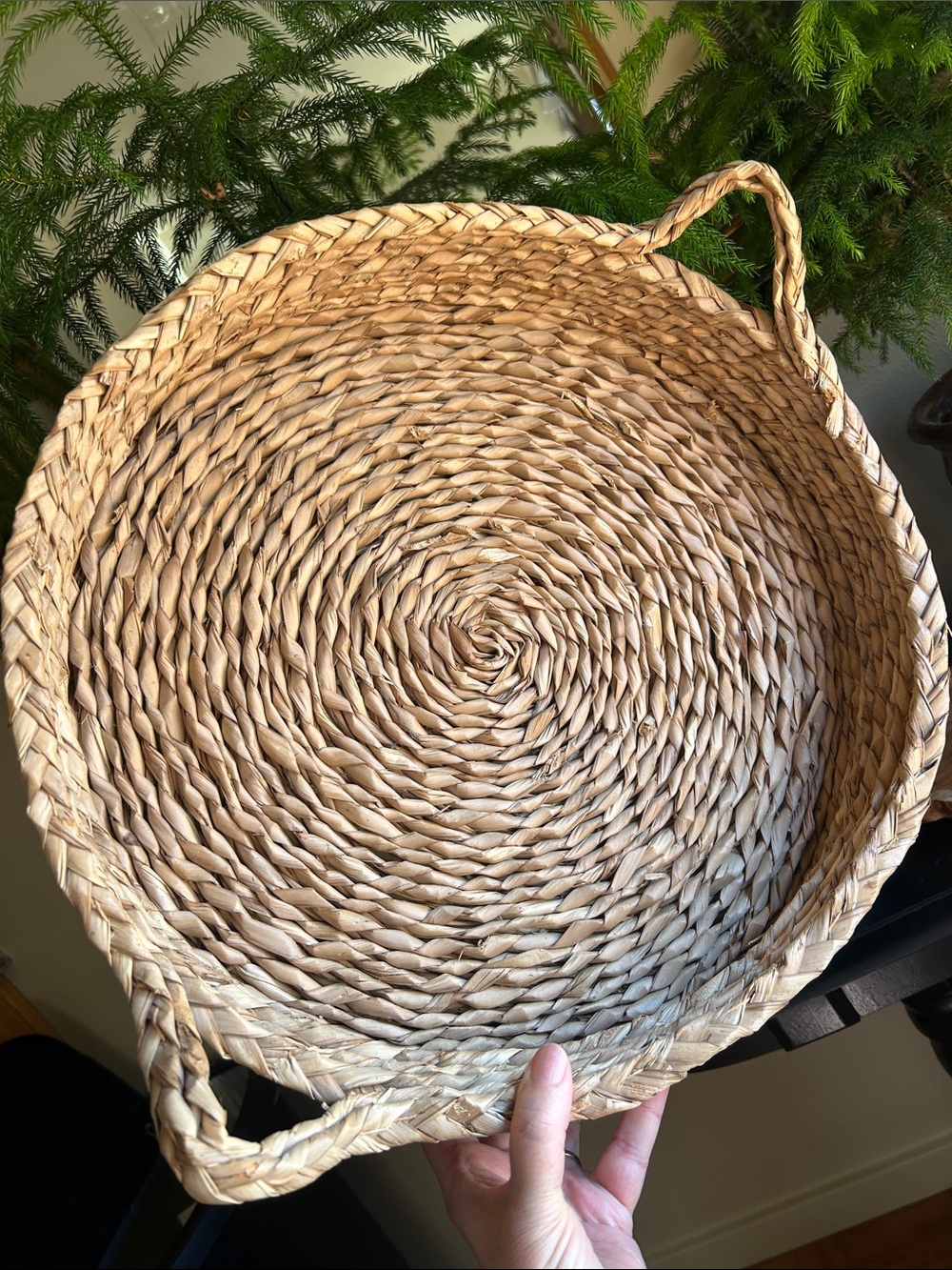 XLarge Round Wicker Tray, Cloche Centerpiece.